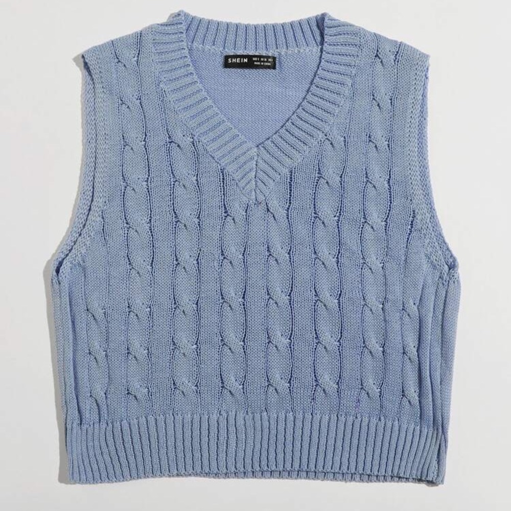 NWT Shein Cable Knit Cropped Sweater Vest